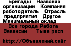 Бригады › Название организации ­ Компания-работодатель › Отрасль предприятия ­ Другое › Минимальный оклад ­ 1 - Все города Работа » Вакансии   . Тыва респ.